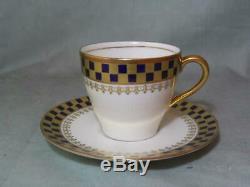 Boxed Set 6 Royal Doulton Demitasse Coffee Cups & Saucers Art Deco c1930