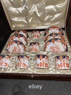 Boxed Set Royal Crown Derby Demitasse Cups and Saucers England
