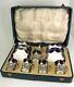Boxed Set 6 Coalport Coffee Cup Can Sterling Teaglass Demitasse Holder Edwardian