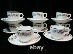 Buffalo China Mandalay Restaurant Ware 8 Demitasse Cups & Saucers Circa 1930