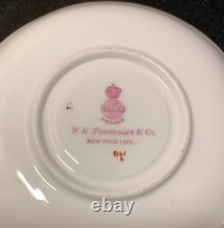 C. 1890 Mintons Pink Cockatrice 2 Demitasse Cup & Saucer Sets #9646 Globe Mark