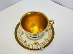C. Ahrenfeldt Limoges Fancy Gold Encrusted floral pattern Demitasse cup saucer