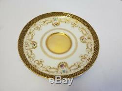C. Ahrenfeldt Limoges Fancy Gold Encrusted floral pattern Demitasse cup saucer