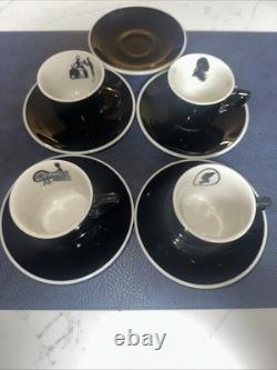 C&O Railway Restaurant Ware Silhouette Black & White Demitasse Cups & Saucers 9