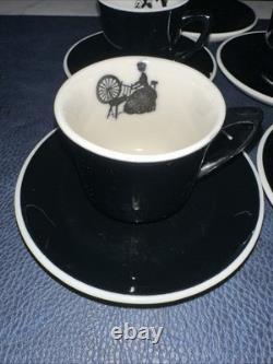 C&O Railway Restaurant Ware Silhouette Black & White Demitasse Cups & Saucers 9