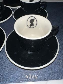 C&O Railway Restaurant Ware Silhouette Black & White Demitasse Cups & Saucers 9