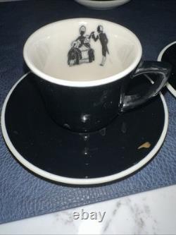 C&O Railway Restaurant Ware Silhouette Black & White Demitasse Cups & Saucers 9