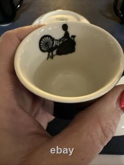 C&O Railway Restaurant Ware Silhouette Black & White Demitasse Cups & Saucers 9
