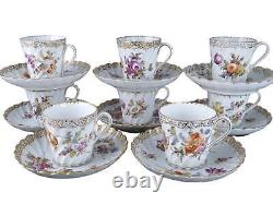 C1890 8 Dresden Demitasse Espresso Cups and Saucers Turkish Coffee