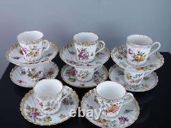 C1890 8 Dresden Demitasse Espresso Cups and Saucers Turkish Coffee