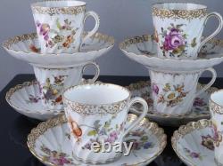 C1890 8 Dresden Demitasse Espresso Cups and Saucers Turkish Coffee