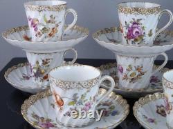 C1890 8 Dresden Demitasse Espresso Cups and Saucers Turkish Coffee