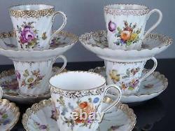 C1890 8 Dresden Demitasse Espresso Cups and Saucers Turkish Coffee