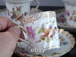 C1890 8 Dresden Demitasse Espresso Cups and Saucers Turkish Coffee