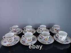 C1890 8 Dresden Demitasse Espresso Cups and Saucers Turkish Coffee