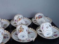 C1890 8 Dresden Demitasse Espresso Cups and Saucers Turkish Coffee