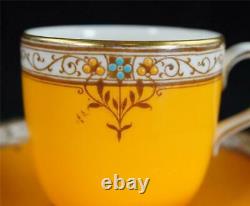 C1933 Royal Worcester Jewelled Demitasse Coffee Cup & Saucer