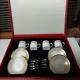 Cartier Logo Demitasse Cups & Saucers White Gold Rim Set Of 4 With Box