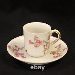CFH/GDM Haviland 8 Demitasse Cups & Saucers Pink Floral withGold 1891-1900 Limoges
