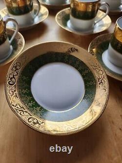 CH Field Haviland Limoges Demitasse Cup & Saucer Lot Of 10 Green & Gold Vintage