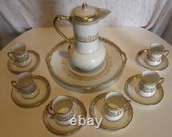 CS Prussia Carl Schlegelmilch Tea Pot, Platter & 6 demitasse cups/Saucers