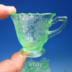 Cambridge Glass Emerald Green Apple Blossom 8 Demitasse Cups and Saucers
