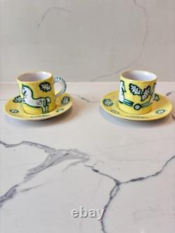 Cantagalli Italy Set Of 4 Demitasse Cups w Matching Saucers, Rare Vintage Gifts