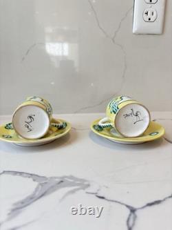 Cantagalli Italy Set Of 4 Demitasse Cups w Matching Saucers, Rare Vintage Gifts