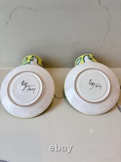 Cantagalli Italy Set Of 4 Demitasse Cups w Matching Saucers, Rare Vintage Gifts