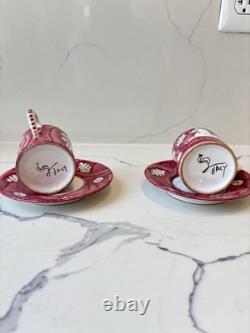 Cantagalli Italy Set Of 4 Demitasse Cups w Matching Saucers, Rare Vintage Gifts