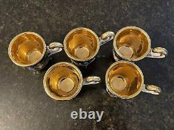 Capodimonte Blue & Gold Demitasse 5 Cups & 6 SaucersCherubsHigh Relief Read