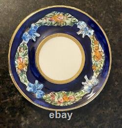 Capodimonte Blue & Gold Demitasse 5 Cups & 6 SaucersCherubsHigh Relief Read