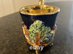 Capodimonte Blue & Gold Demitasse 5 Cups & 6 SaucersCherubsHigh Relief Read