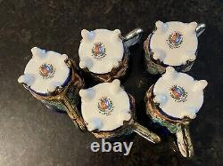 Capodimonte Blue & Gold Demitasse 5 Cups & 6 SaucersCherubsHigh Relief Read