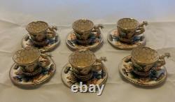 Capodimonte Cherub Dragon Demitasse cups and saucers set of six