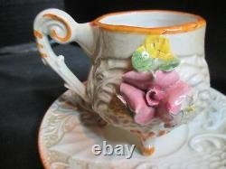 Capodimonte Demitasse 9 Footed Cups & Saucers Hard To Find