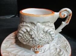 Capodimonte Demitasse 9 Footed Cups & Saucers Hard To Find