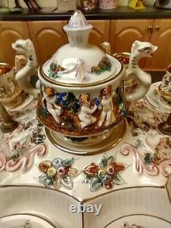 Capodimonte Set of 10 Demitasse Cups & Saucers with Sugar Bowl & Undertray LOOK