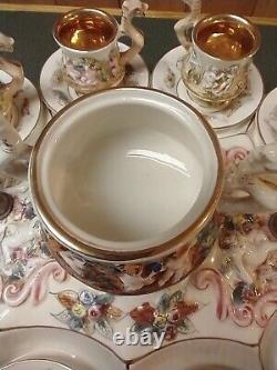 Capodimonte Set of 10 Demitasse Cups & Saucers with Sugar Bowl & Undertray LOOK