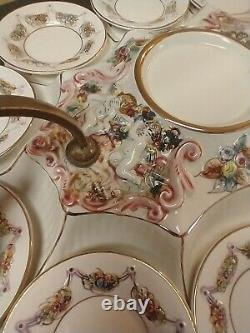 Capodimonte Set of 10 Demitasse Cups & Saucers with Sugar Bowl & Undertray LOOK