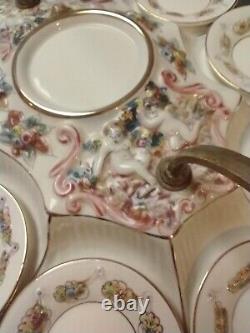 Capodimonte Set of 10 Demitasse Cups & Saucers with Sugar Bowl & Undertray LOOK