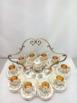 Capodimonte Tea Demitasse Espresso Cups Saucers Tray Set Cherub Serpent Italy