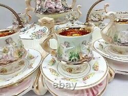 Capodimonte Tea Demitasse Espresso Cups Saucers Tray Set Cherub Serpent Italy