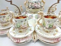 Capodimonte Tea Demitasse Espresso Cups Saucers Tray Set Cherub Serpent Italy