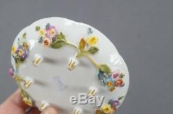 Carl Thieme Dresden Hand Painted Floral Encrusted Demitasse Cup & Saucer C. 1901