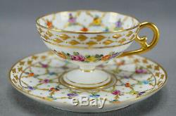 Carl Thieme HP Maria Theresa Monogram Floral & Gold Demitasse Cup & Saucer B