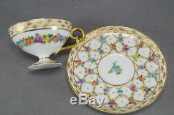 Carl Thieme HP Maria Theresa Monogram Floral & Gold Demitasse Cup & Saucer B
