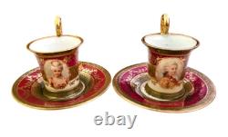 Carlsbad Austria 2 demitasse cups and saucers set with portraits c. 1884