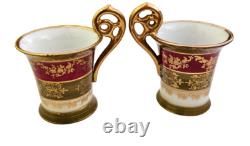 Carlsbad Austria 2 demitasse cups and saucers set with portraits c. 1884