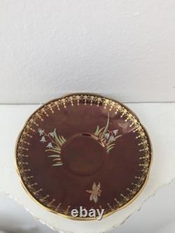 Carltonware Fine Bone China Demitasse Cup & Saucer Red Gold Spiderweb Berries